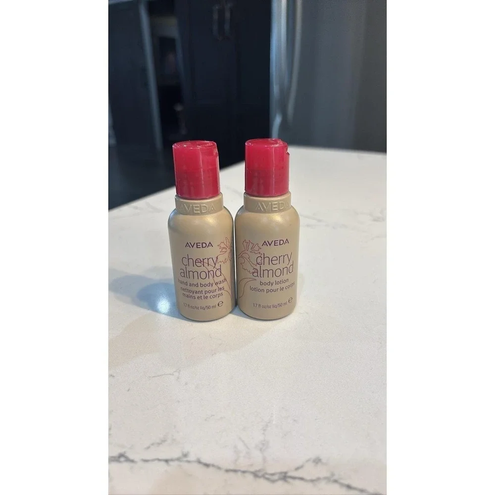 Aveda Cherry Almond Hand & Body Wash + Lotion 1.7oz 50ml Travel Set